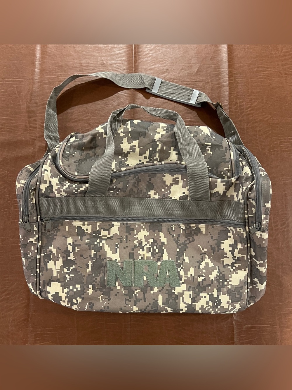 NRA Camo Duffle Travel Bag - 20” x 12” x 9”
